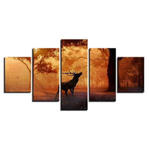 Animal Elk Deer 5 Piece HD Multi Panel Canvas Wall Art Frame - Original Frame