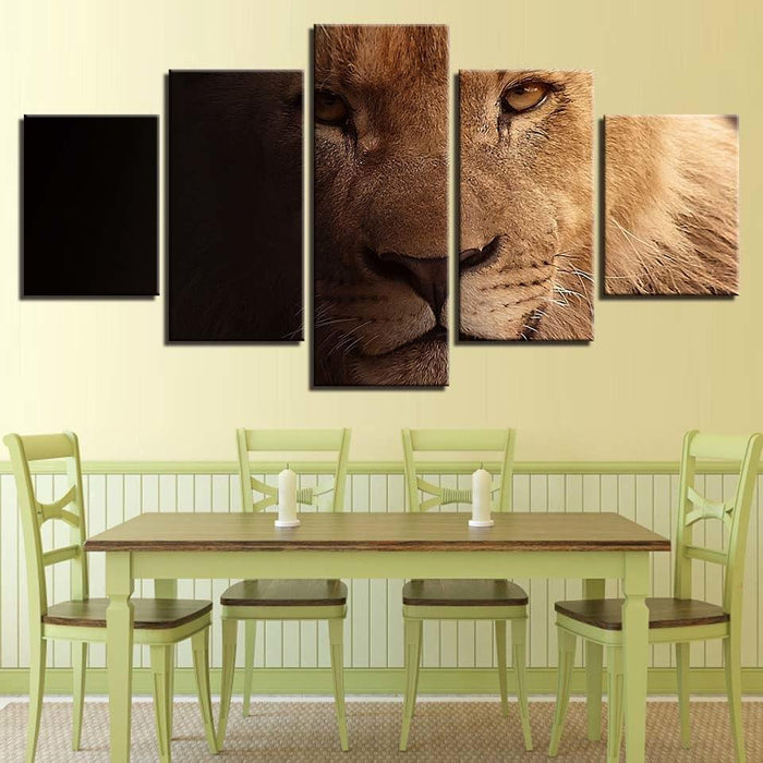 Lion 5 Piece HD Multi Panel Canvas Wall Art Frames Set - Original Frame