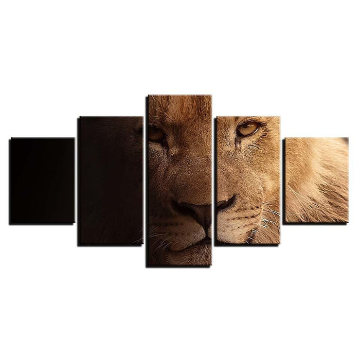 Lion 5 Piece HD Multi Panel Canvas Wall Art Frames Set - Original Frame