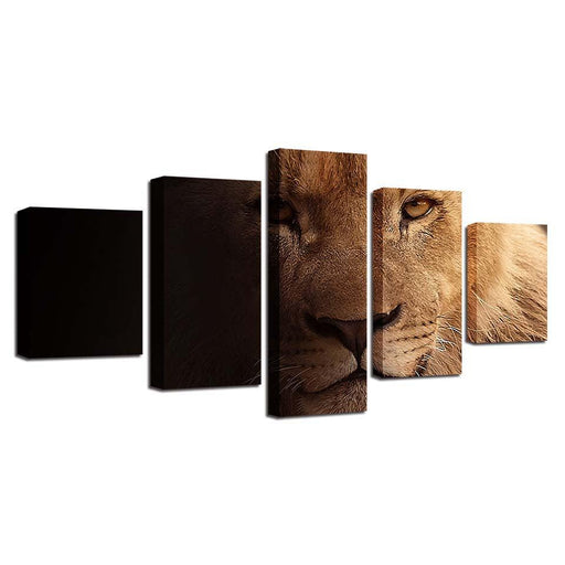 Lion 5 Piece HD Multi Panel Canvas Wall Art Frames Set - Original Frame