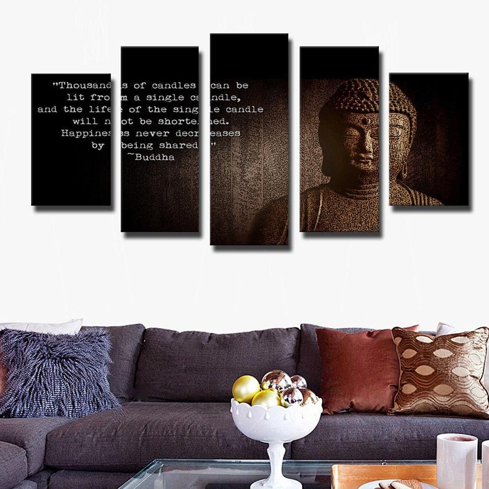 Figure Of Buddha 5 Piece HD Multi Panel Canvas Wall Art Frame - Original Frame
