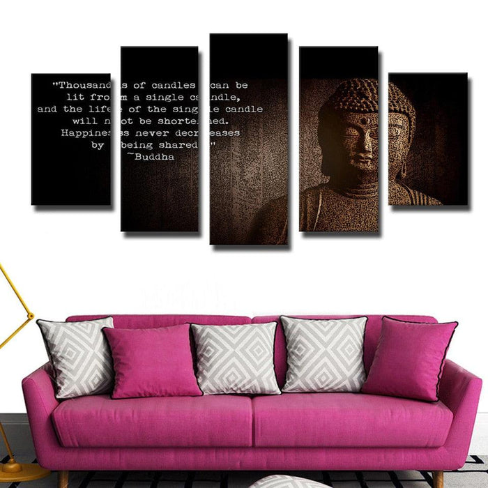 Figure Of Buddha 5 Piece HD Multi Panel Canvas Wall Art Frame - Original Frame