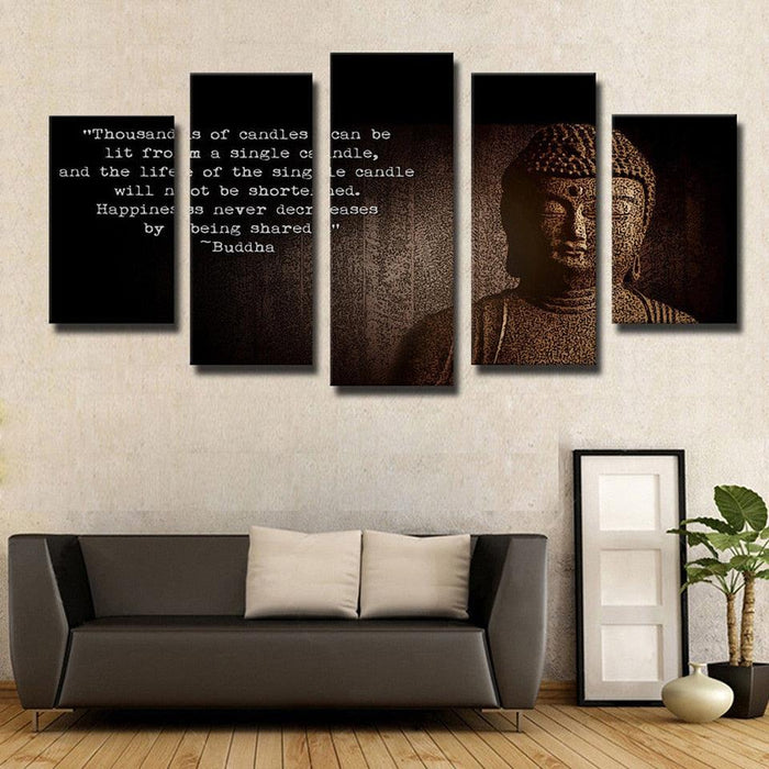 Figure Of Buddha 5 Piece HD Multi Panel Canvas Wall Art Frame - Original Frame