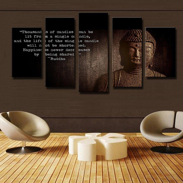 Figure Of Buddha 5 Piece HD Multi Panel Canvas Wall Art Frame - Original Frame