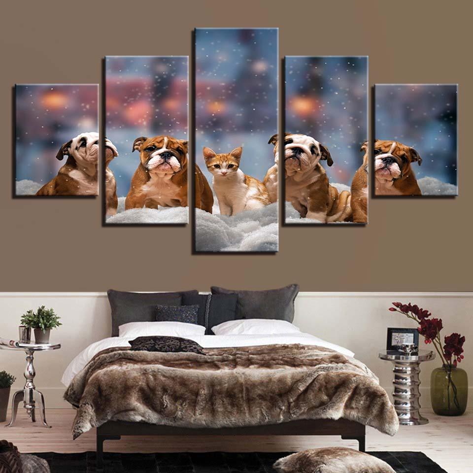 Animals 5 Piece HD Multi Panel Canvas Wall Art Frame - Original Frame