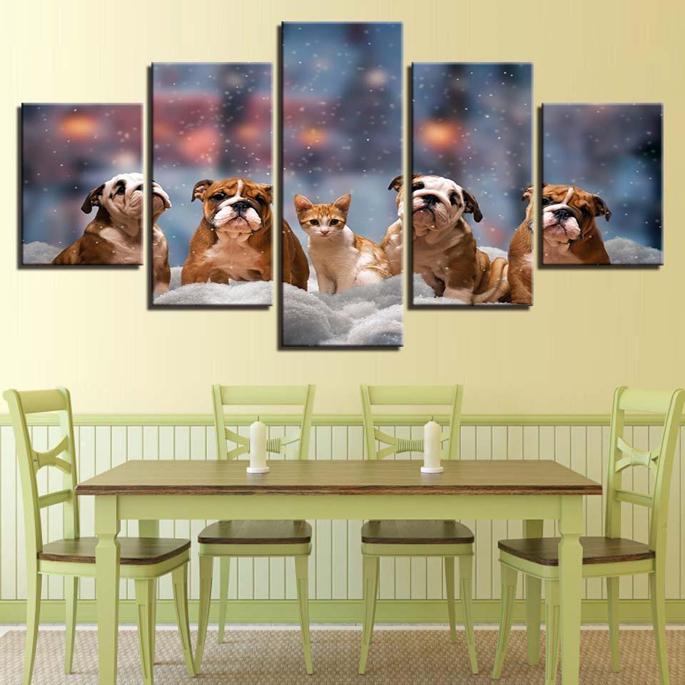 Animals 5 Piece HD Multi Panel Canvas Wall Art Frame - Original Frame