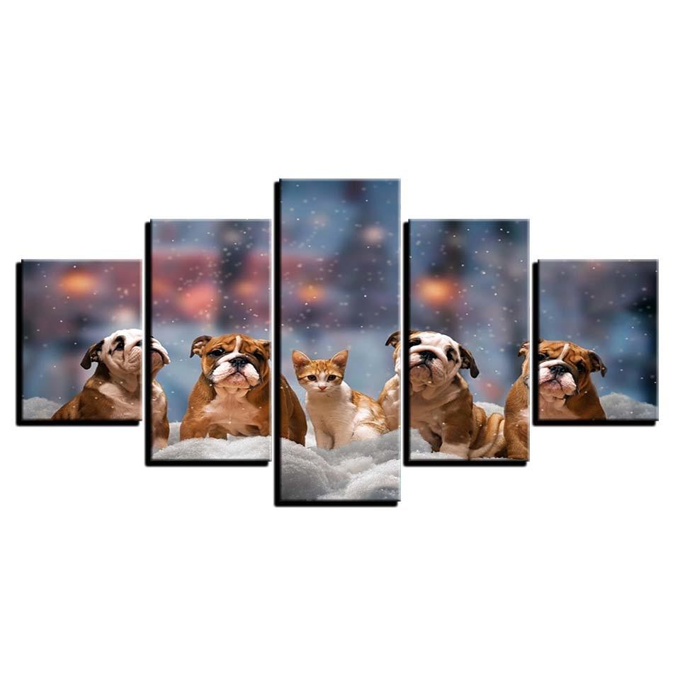 Animals 5 Piece HD Multi Panel Canvas Wall Art Frame - Original Frame