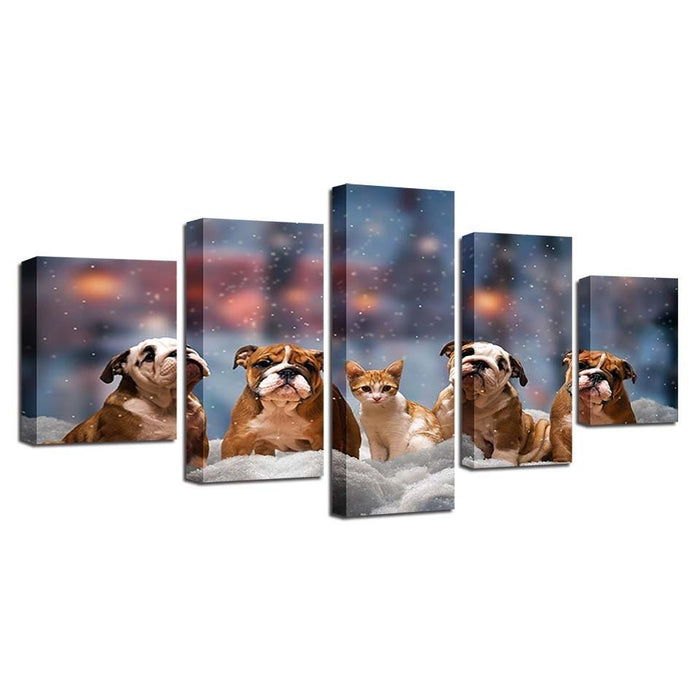 Animals 5 Piece HD Multi Panel Canvas Wall Art Frame - Original Frame