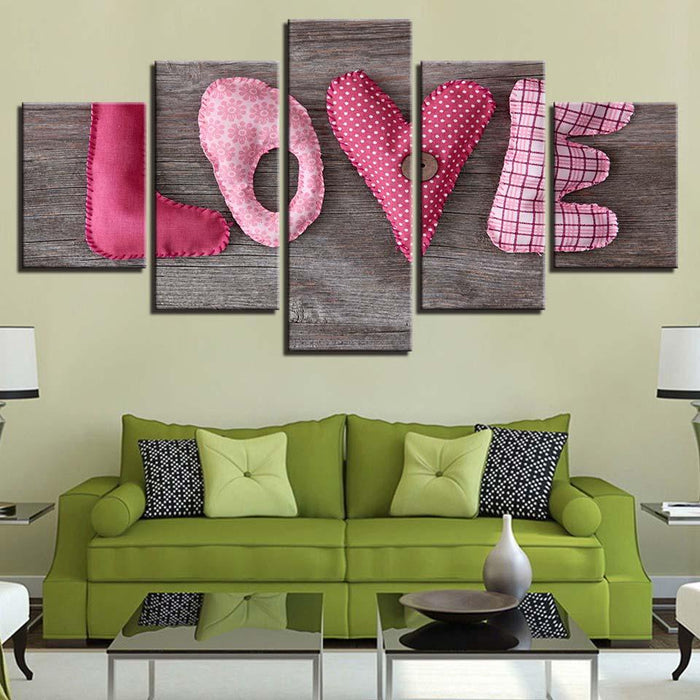 English Letter Pictures 5 Piece HD Multi Panel Canvas Wall Art Frame - Original Frame