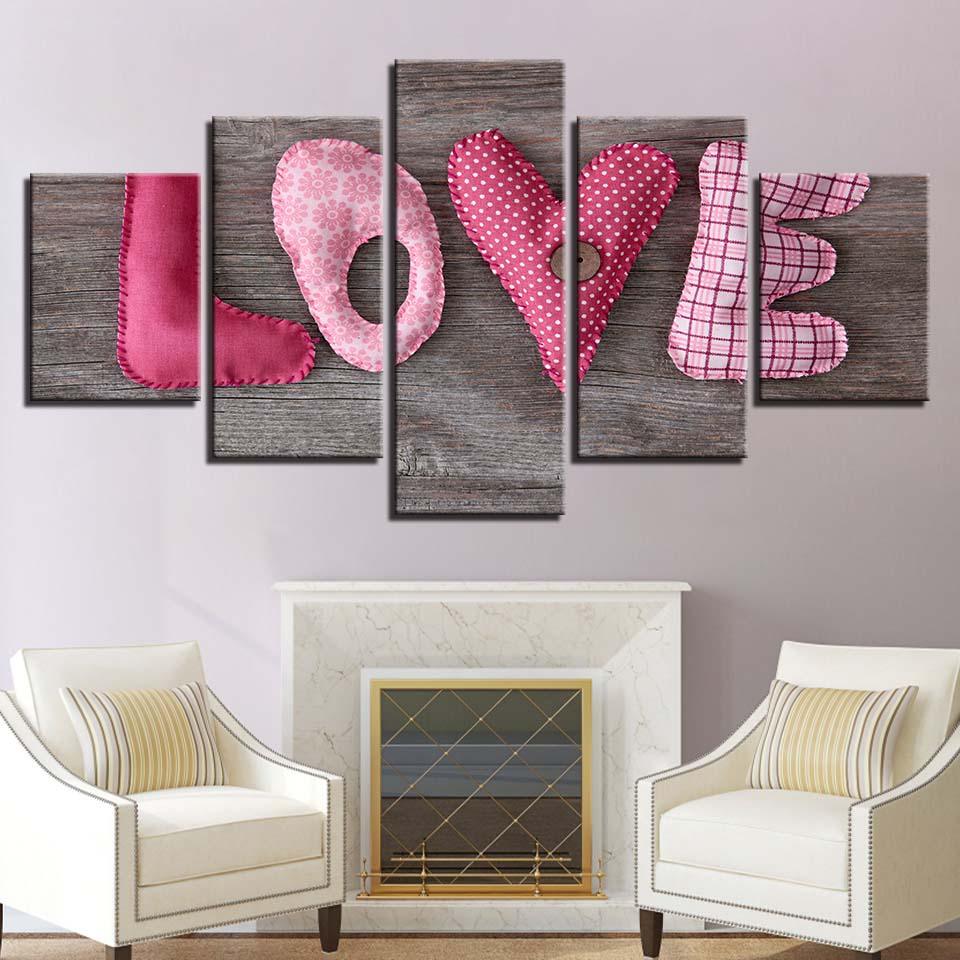 English Letter Pictures 5 Piece HD Multi Panel Canvas Wall Art Frame - Original Frame