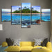 Ocean Beach 5 Piece HD Multi Panel Canvas Wall Art Frame - Original Frame