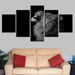 Black Shadow Lion 5 Piece HD Multi Panel Canvas Wall Art Frame - Original Frame