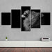 Black Shadow Lion 5 Piece HD Multi Panel Canvas Wall Art Frame - Original Frame