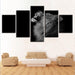 Black Shadow Lion 5 Piece HD Multi Panel Canvas Wall Art Frame - Original Frame