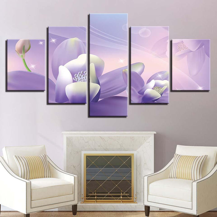 Magic Lavender 5 Piece HD Multi Panel Canvas Wall Art Frame - Original Frame