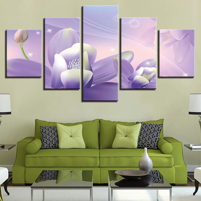 Flowers 5 Piece HD Multi Panel Canvas Wall Art Frame - Original Frame