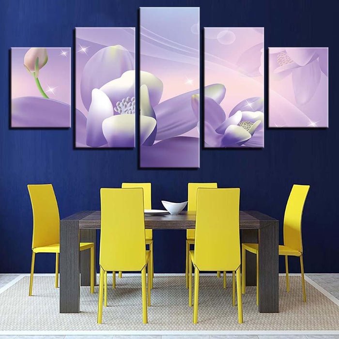 Magic Lavender 5 Piece HD Multi Panel Canvas Wall Art Frame - Original Frame