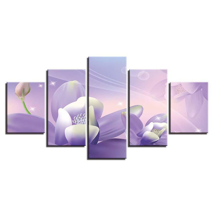 Flowers 5 Piece HD Multi Panel Canvas Wall Art Frame - Original Frame