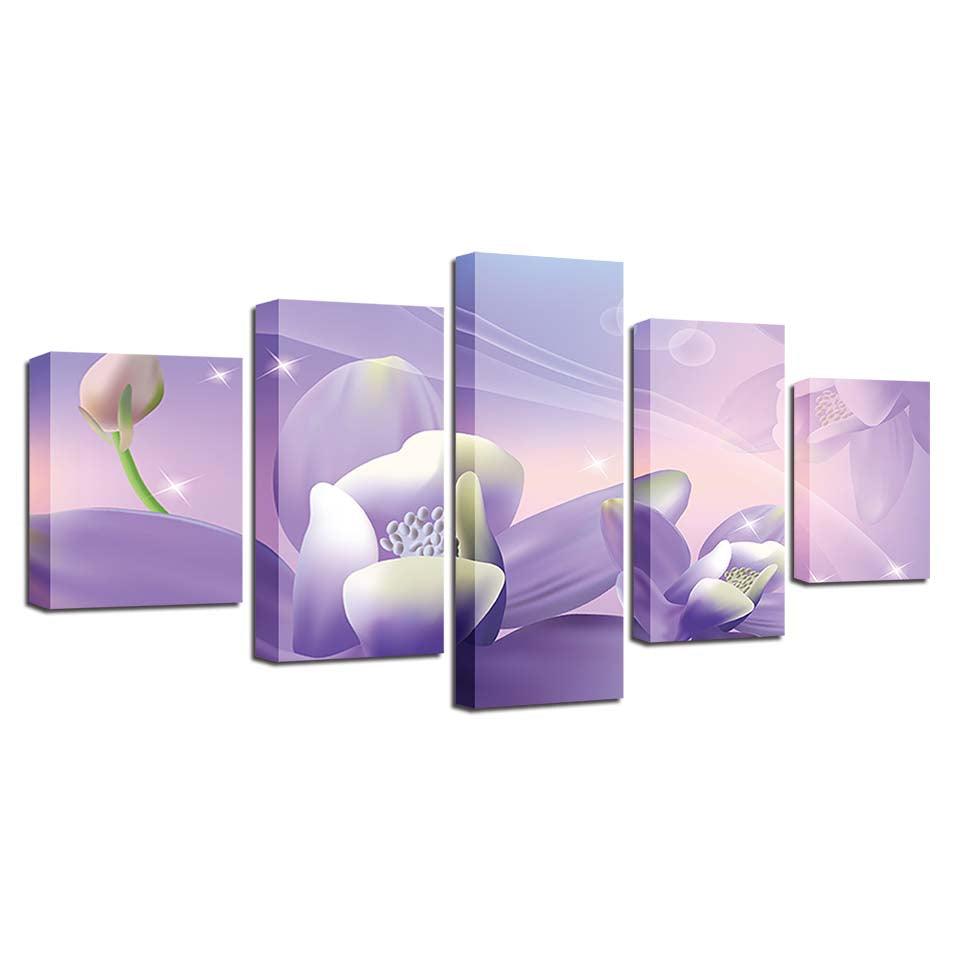 Magic Lavender 5 Piece HD Multi Panel Canvas Wall Art Frame - Original Frame