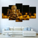 Lord Ganesha Statue 5 Piece HD Multi Panel Canvas Wall Art Frame - Original Frame