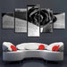 Black Rose And Book 5 Piece HD Multi Panel Canvas Wall Art Frame - Original Frame