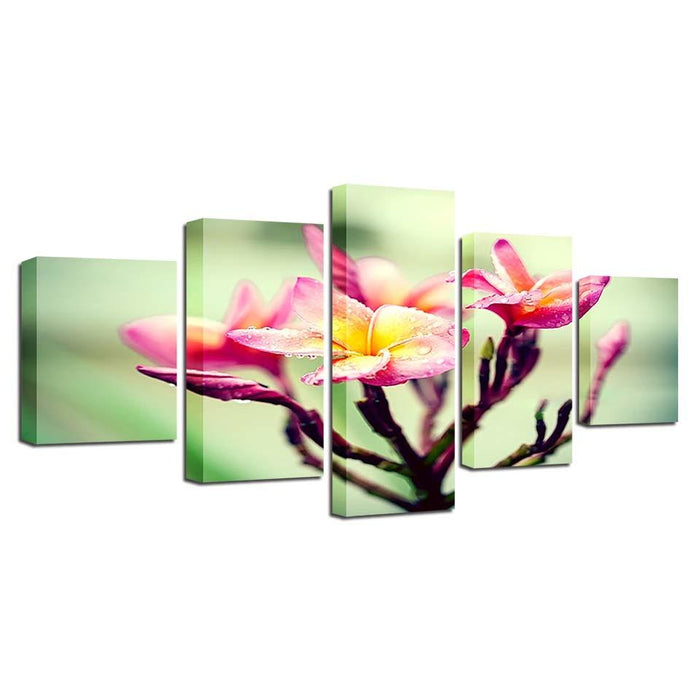 Flower Branch Snow Mountains 5 Piece HD Multi Panel Canvas Wall Art Frame - Original Frame