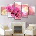 Pink Moth Orchid Flower 5 Piece HD Multi Panel Canvas Wall Art Frame - Original Frame