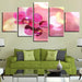 Pink Moth Orchid Flower 5 Piece HD Multi Panel Canvas Wall Art Frame - Original Frame