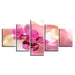 Pink Moth Orchid Flower 5 Piece HD Multi Panel Canvas Wall Art Frame - Original Frame