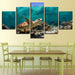 Sea Turtle 5 Piece HD Multi Panel Canvas Wall Art Frame - Original Frame