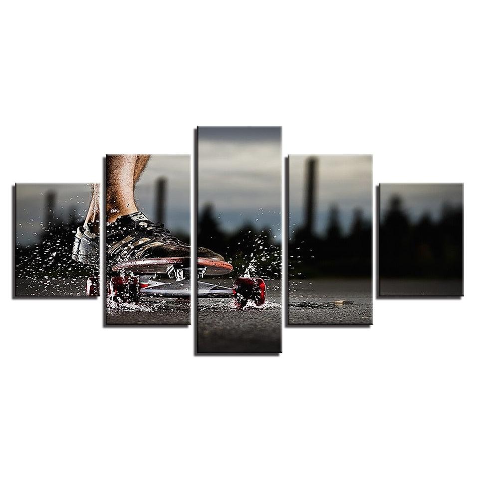 Extreme Sports Skateboard 5 Piece HD Multi Panel Canvas Wall Art Frame - Original Frame