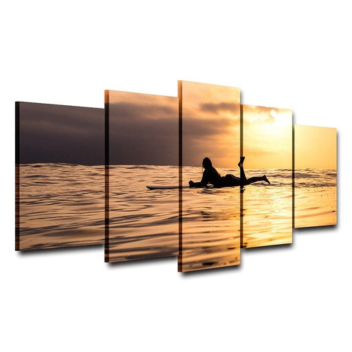 Woman Lying In The Sunset 5 Piece HD Multi Panel Canvas Wall Art Frame - Original Frame