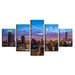 Chicago City Night View 5 Piece HD Multi Panel Canvas Wall Art Frame - Original Frame