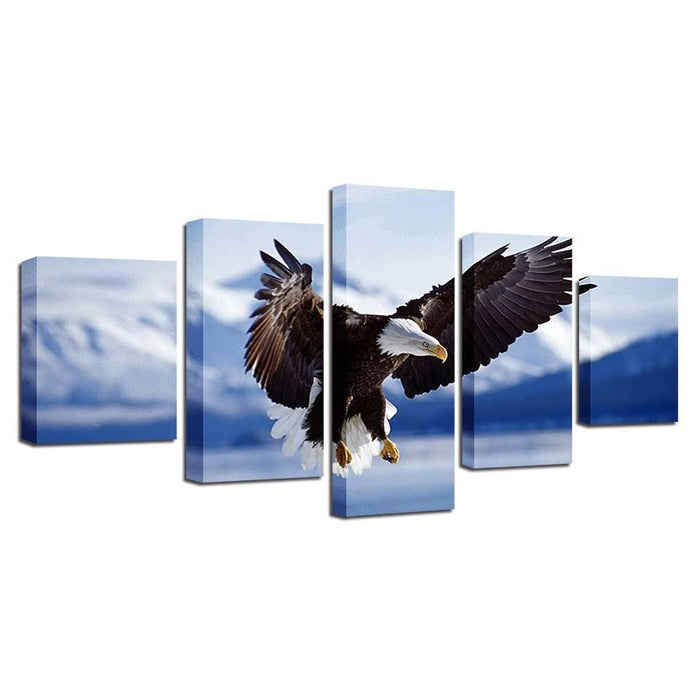 Eagle Flying On The Mountain 5 Piece HD Multi Panel Canvas Wall Art Frame