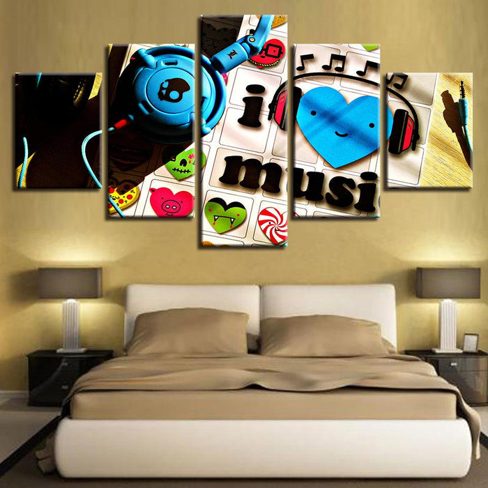 Music Art 5 Piece HD Multi Panel Canvas Wall Art Frame - Original Frame