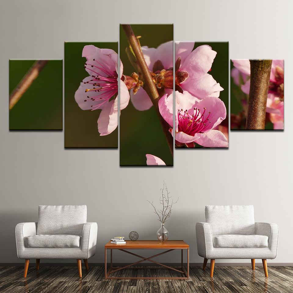 Flowers Branch 5 Piece HD Multi Panel Canvas Wall Art Frame - Original Frame