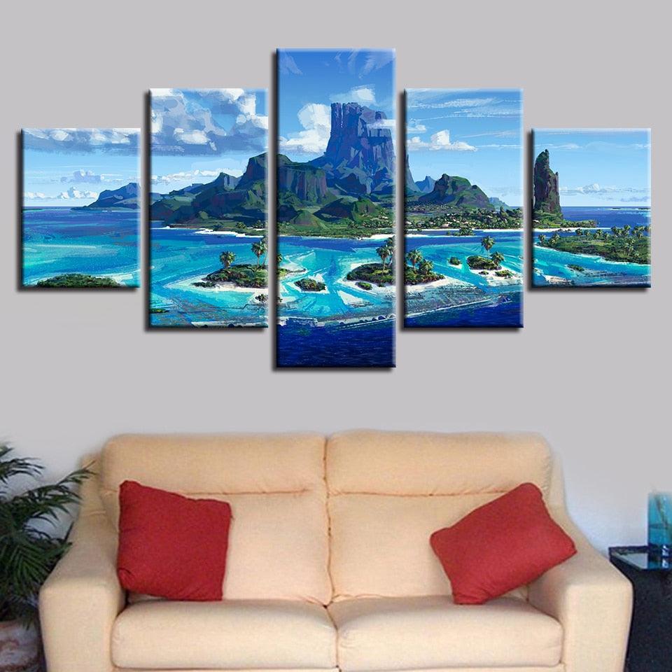 Abstract Seascape 5 Piece HD Multi Panel Canvas Wall Art Frame - Original Frame