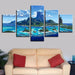 Blue Ocean Islands 5 Piece HD Multi Panel Canvas Wall Art Frame - Original Frame