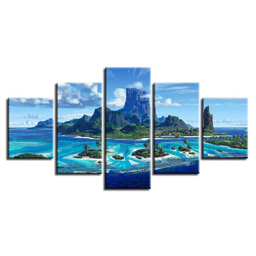 Abstract Seascape 5 Piece HD Multi Panel Canvas Wall Art Frame - Original Frame