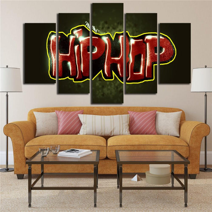Hip Hop Music Symbols 5 Piece HD Multi Panel Canvas Wall Art Frame
