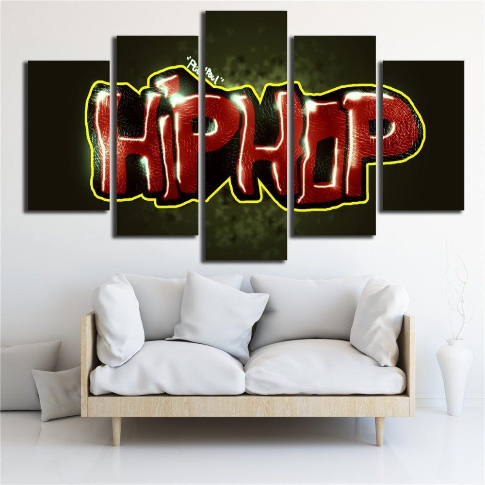 Hip Hop Music Symbols 5 Piece HD Multi Panel Canvas Wall Art Frame - Original Frame