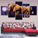 Planet Animals Elephants Night 5 Piece HD Multi Panel Canvas Wall Art - Original Frame