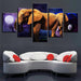 Planet Animals Elephants Night 5 Piece HD Multi Panel Canvas Wall Art - Original Frame