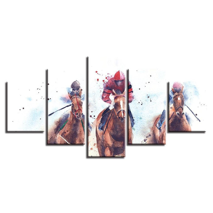 Horse Riding Competition 5 Piece HD Multi Panel Canvas Wall Art Frame - Original Frame