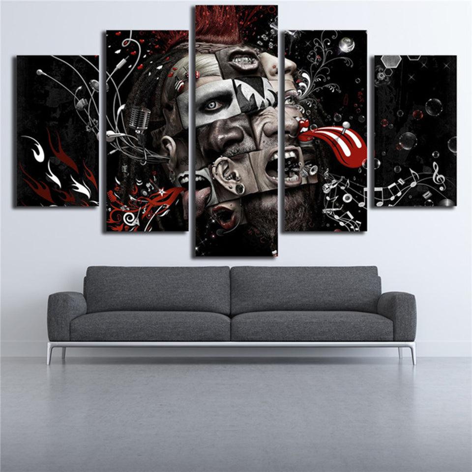 Psychedelic Music Art 5 Piece HD Multi Panel Canvas Wall Art - Original Frame