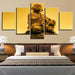 Golden Statue Of Little Monk 5 Piece HD Multi Panel Canvas Wall Art Frame - Original Frame