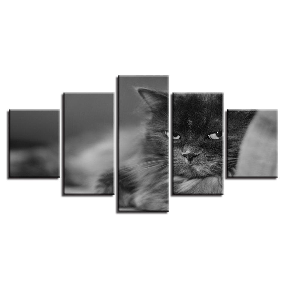 Cute Cat 5 Piece HD Multi Panel Canvas Wall Art Frame - Original Frame