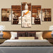 White Buddha 5 Piece HD Multi Panel Canvas Wall Art Frame - Original Frame