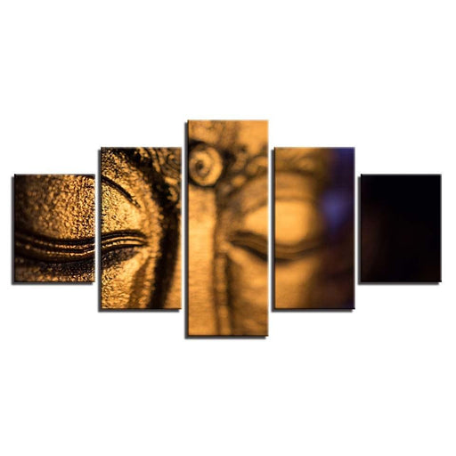 Golden Statue Of Buddha 5 Piece HD Multi Panel Canvas Wall Art Frame - Original Frame