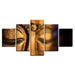 Golden Statue Of Buddha 5 Piece HD Multi Panel Canvas Wall Art Frame - Original Frame